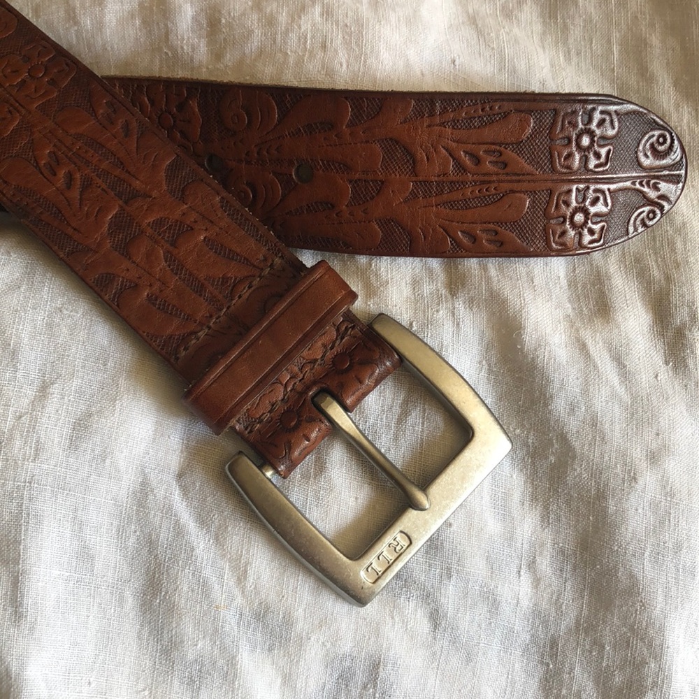 Ralph Lauren Silver Buckle Tooled leather belt